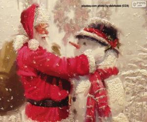 пазл Дед Мороз и снеговик